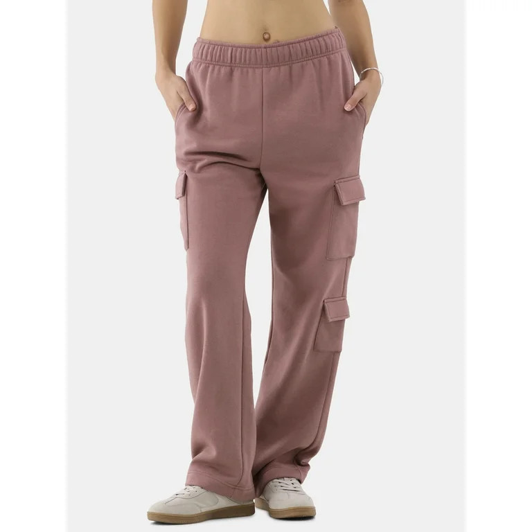 No Boundaries Cargo Fleece Joggers, Women’s and Women’s Plus - Walmart.com | Walmart (US)