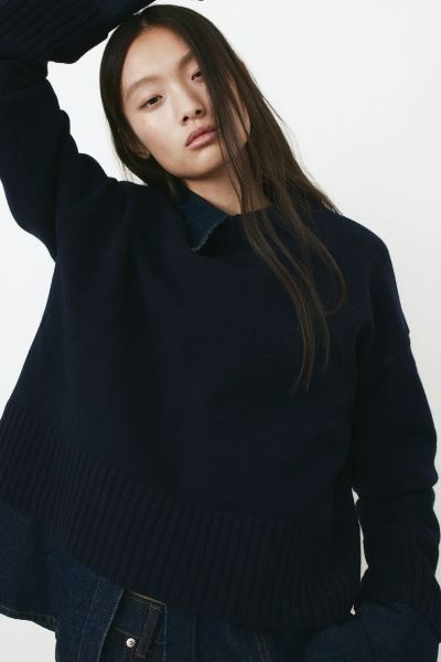 Loose Fit Sweater - Navy blue - Ladies | H&M US | H&M (US + CA)
