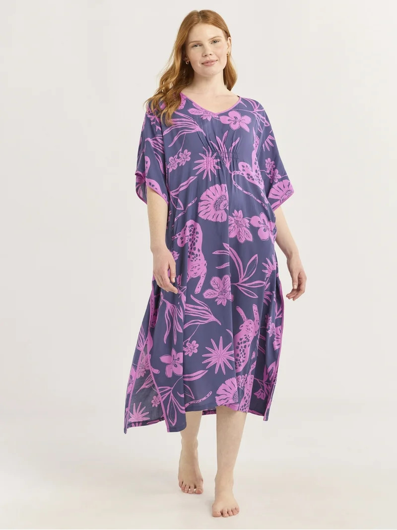 Joyspun Women’s Sleepwear Woven 46” Caftan Nightgown, S-4X - Walmart.com | Walmart (US)