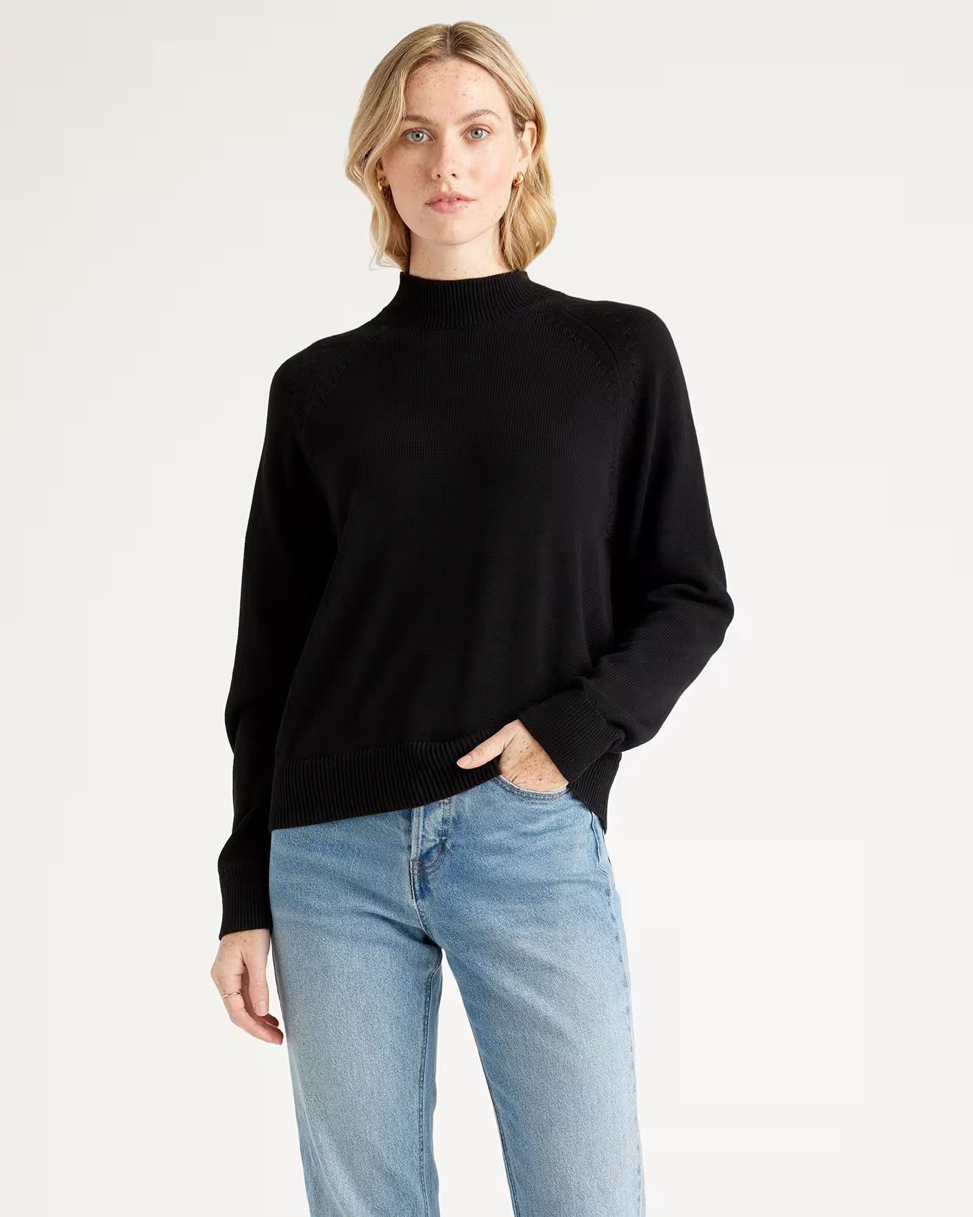 100% Organic Cotton Mock Neck Sweater | Quince