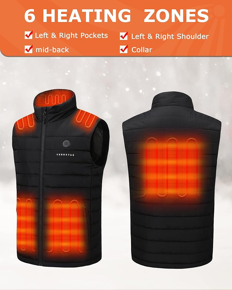 Venustas Men's Heated Vest with Battery Pack 7.4V, Ultra-thin Carbon Fiber, Suitable for Winter Outd | Amazon (US)