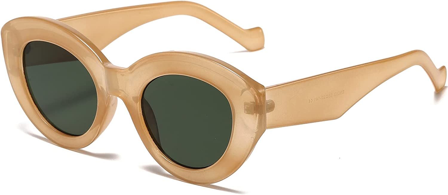AIEYEZO Oversized Cat Eye Sunglasses for Women Cute Oval Thick Frame Cateye Sun Glasses Chic Retr... | Amazon (US)
