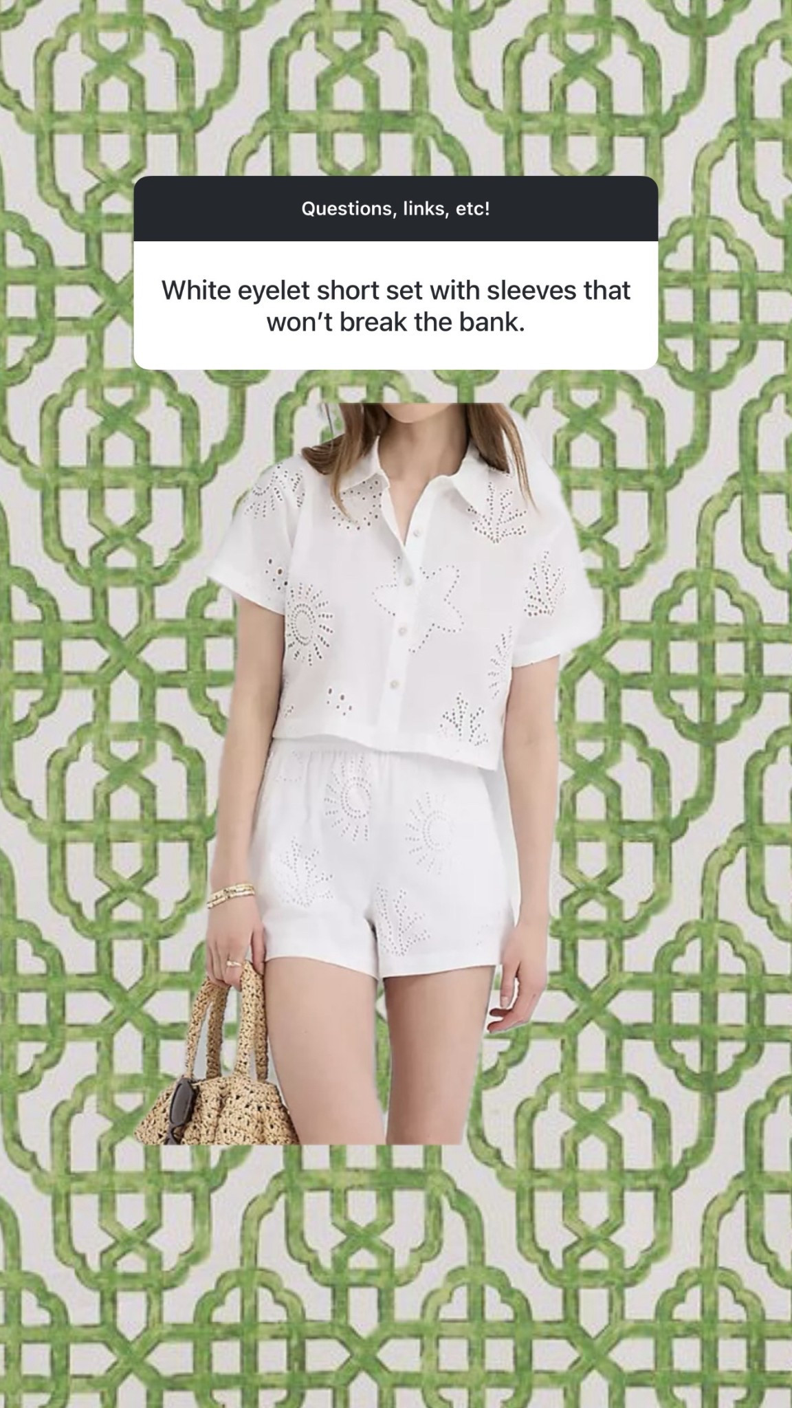 White eyelet set with sleeves!