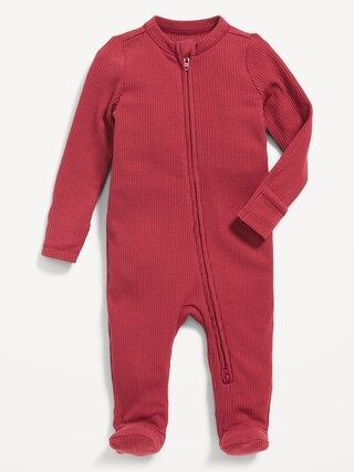 Unisex 2-Way-Zip Sleep & Play Rib-Knit Footed One-Piece for Baby | Old Navy (US)