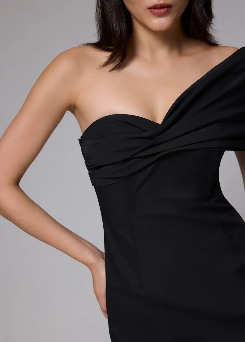 Asymmetric Front Twist Column Midi Dress | Love, Bonito USA