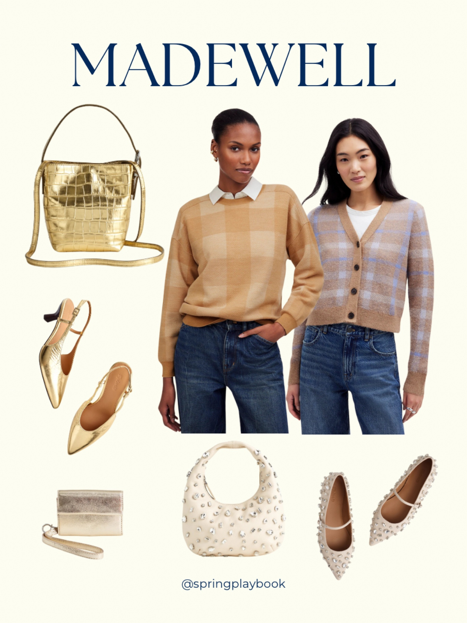 Madewell new arrivals! Add this gold bucket bag to your wishlist now!

Plaid with blue/peri sweater is best for Light Springs
Ecru accessories are best for Light Springs & Clear Springs. 

#createdcolorful #createdcolorfulspring #hocspring #tcispring #pcaspring #lightspring #warmspring #truespring #brightspring #clearspring #paintboxspring #bluespring

#LTKSeasonal #LTKGiftGuide #LTKWorkwear