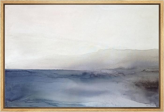MUDECOR Framed Canvas Print Wall Art Watercolor Gray Blue Paint Stroke Landscape Abstract Shapes ... | Amazon (US)