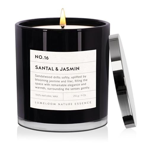 Santal & Jasmine Luxury Scented Candles, 9oz Soy Wax Candles for Home Scented, Jasmine, Sandalwood, Lilac Scent, Long Burning Time, Gifts for Women, Friends, Men, Sister, Teacher, Housewarming | Amazon (US)