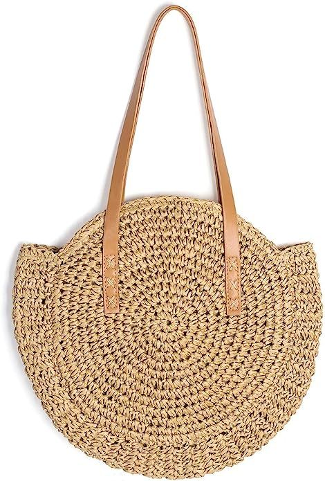 Ayliss Women Straw Woven Tote Large Beach Handmade Weaving Shoulder Bag Handbag | Amazon (US)