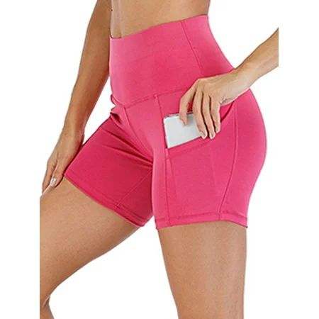 DODOING Tummy Control Yoga Shorts with Pockets for Women Workout Running Athletic Bike High Waist Ac | Walmart (US)