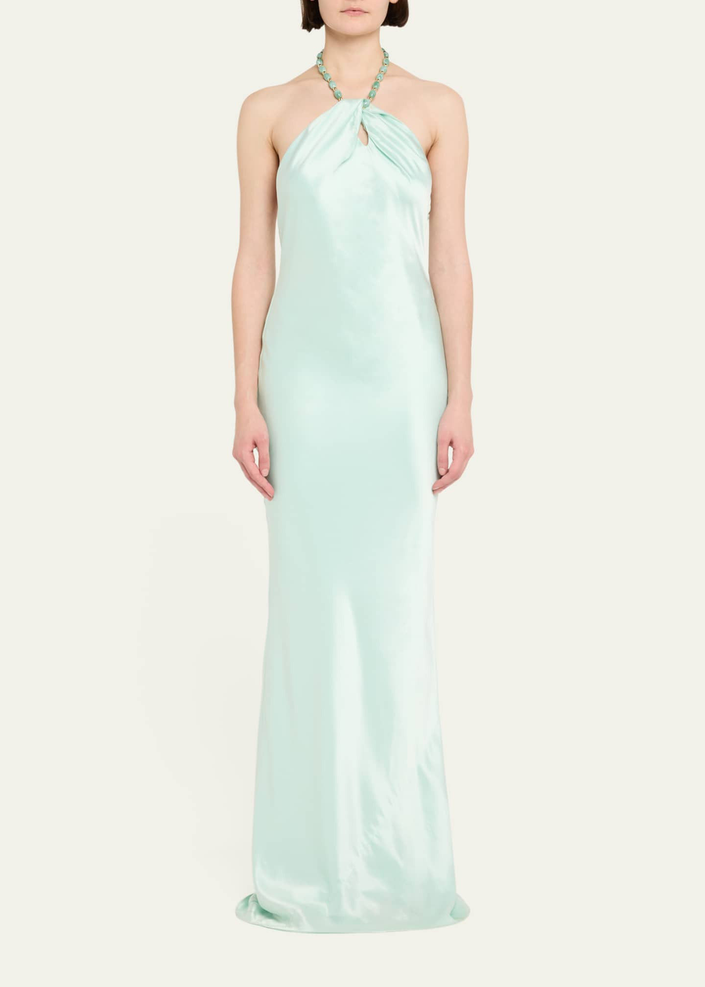 Retrofete Anat Satin Beaded Halter Dress | Bergdorf Goodman