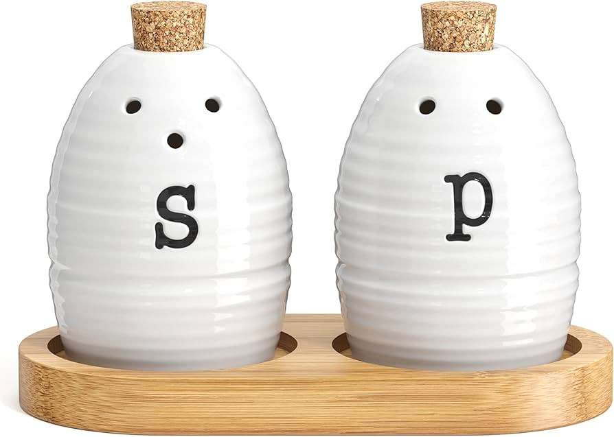 Barnyard Designs Farmhouse Salt and Pepper Shakers Set with Holder, Ceramic Salt and Pepper Shake... | Amazon (US)