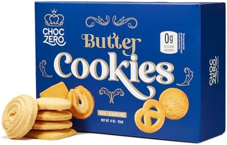 ChocZero Keto Butter Cookies, Sugar Free Danish Shortbread, Gluten Free, Low Carb, High Fiber, 8 ... | Amazon (US)