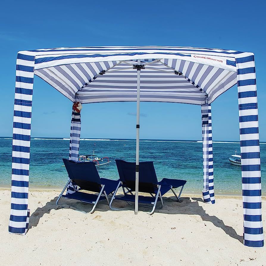 CoolCabanas Beach Cool Cabana Canopy Sun Shade Shelter Tent - 8' x 8' or 6'6" x 6'6", Easy to Set... | Amazon (US)