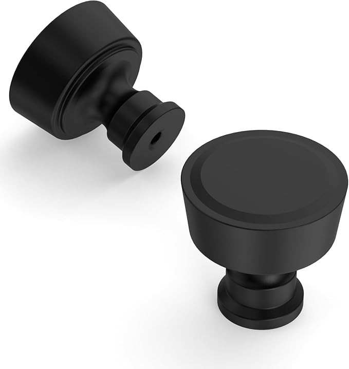 Amerdeco 10 Pack Matte Black Cabinet Knobs Single Hole Cabinet Pulls Diameter Round Drawer Knobs ... | Amazon (US)