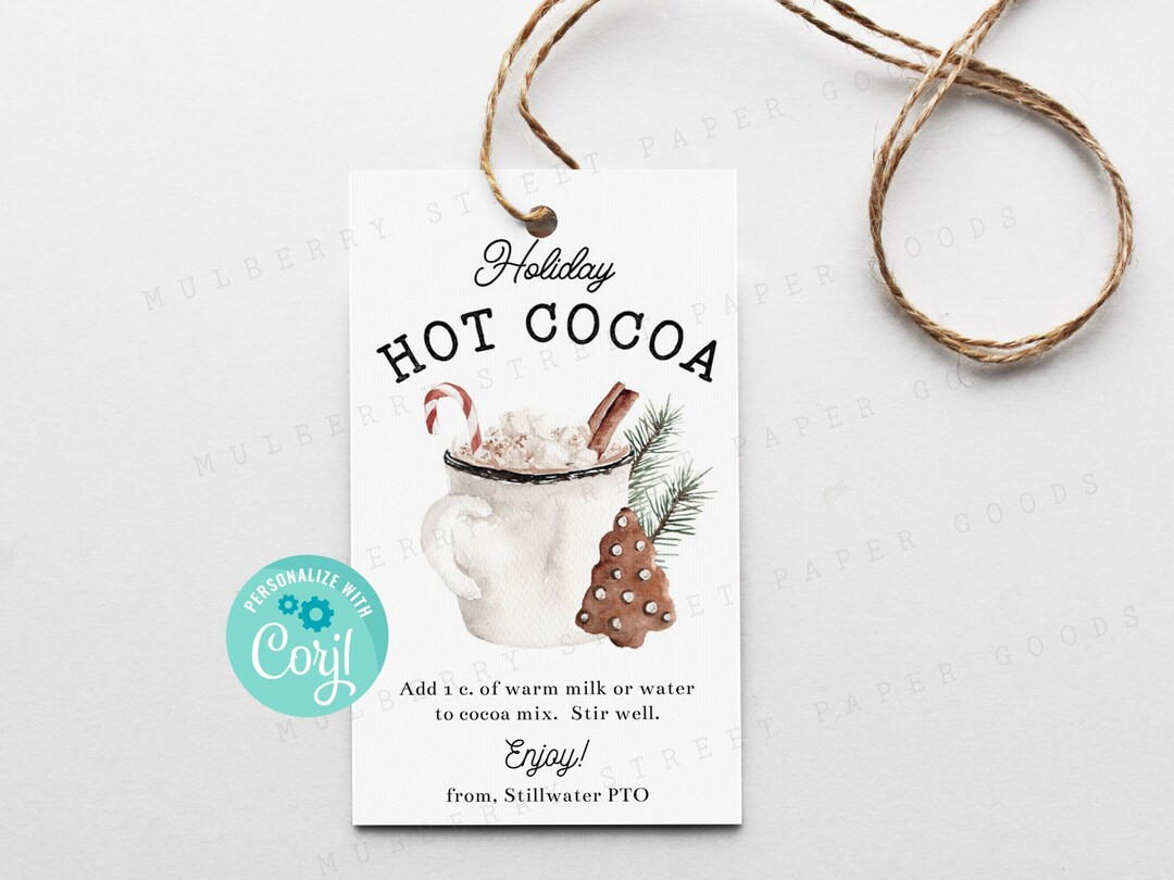Holiday Hot Cocoa Printable Gift Tag Christmas Hot (Instant Download) - Etsy | Etsy (US)