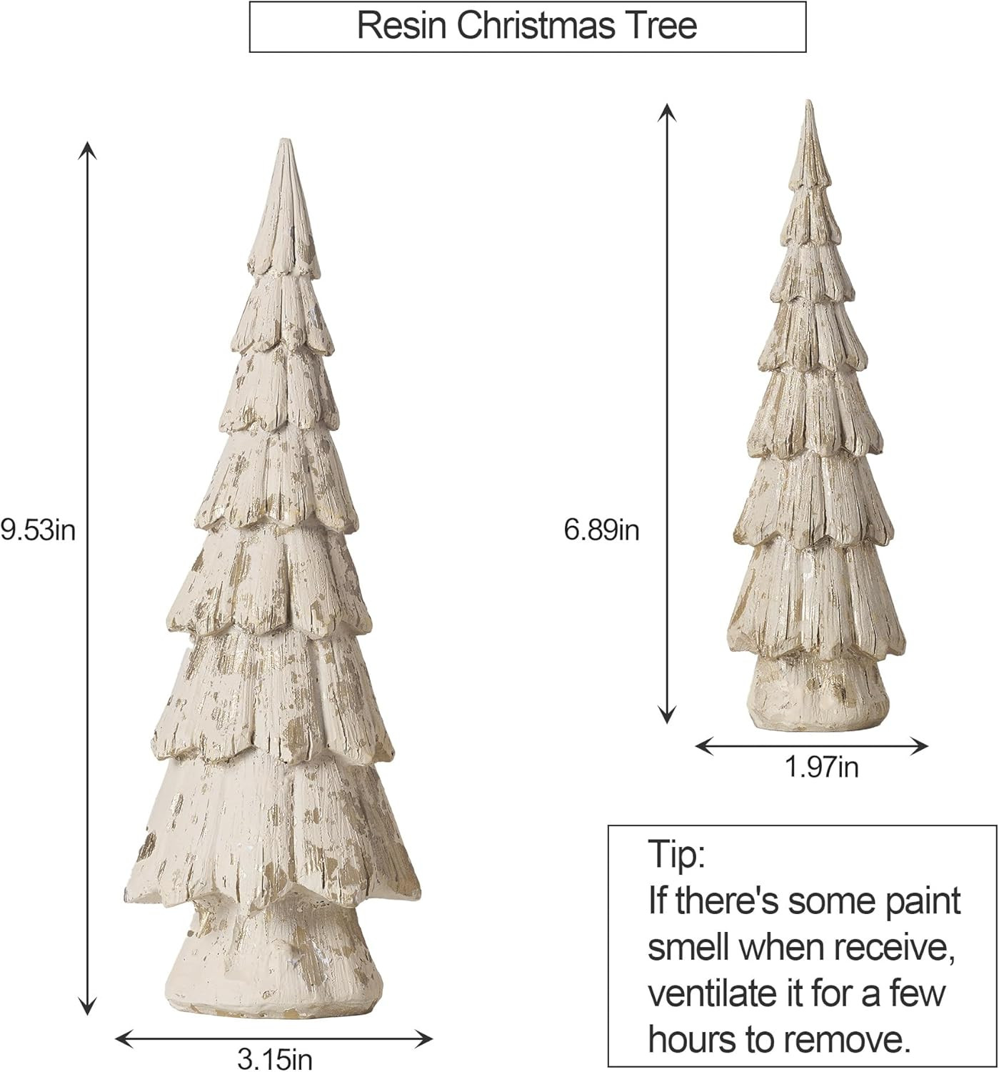 Christmas Tree Figurines, Wood Effect Accented with Gold, Tabletop Xmas Trees Set of 2, Small Dec... | Amazon (US)