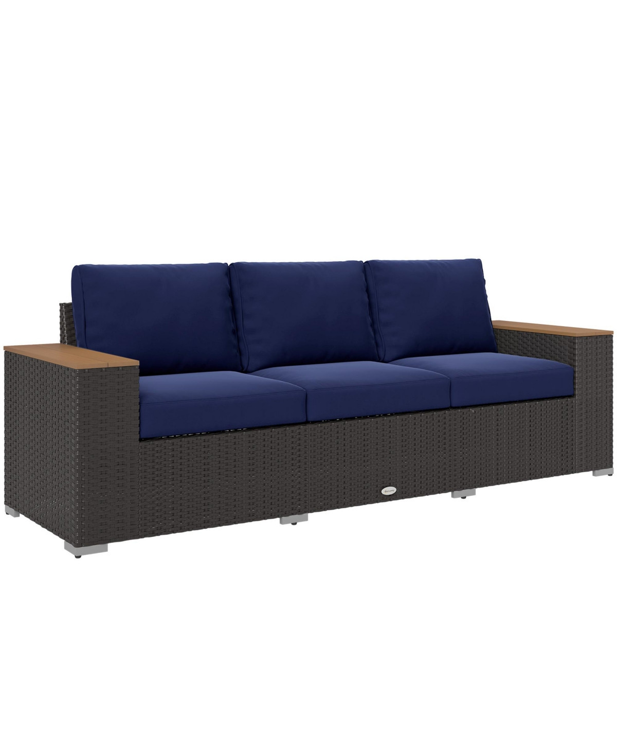 Outsunny 3-Seater Outdoor Sofa w/ Thick Cushions, Patio Couch, - Navy blue | Macy's