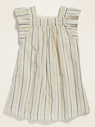Metallic-Stripe Square-Neck A-Line Dress for Toddler Girls | Old Navy (US)