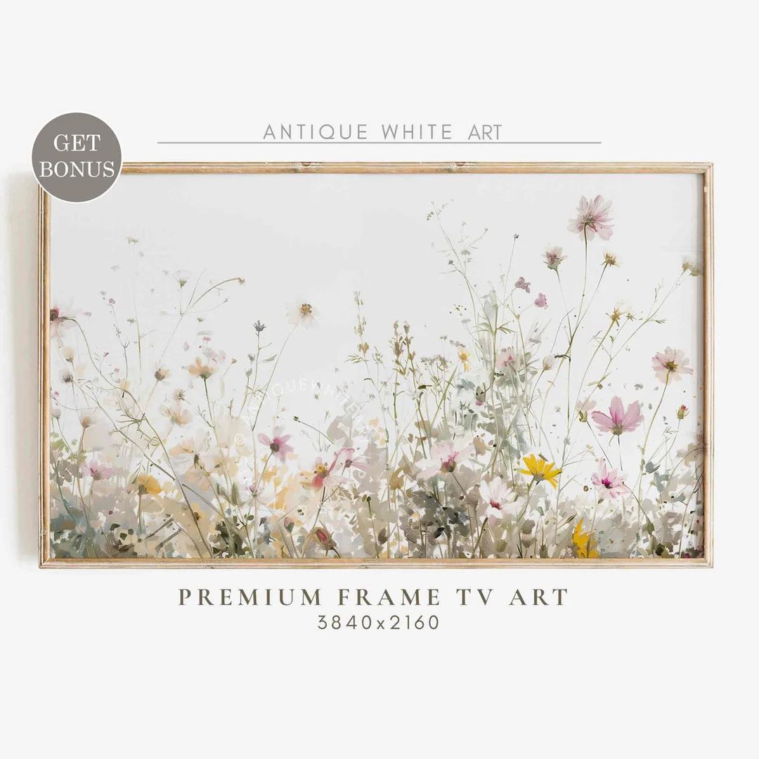 Samsung Frame TV Art, Spring Wildflower Field, Country Flowers Art, Warm Tone Wildflowers Art, Di... | Etsy (US)