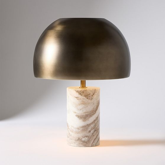 Briggs Table Lamp, 15"", Antique Brass/Natural Marble | West Elm (US)