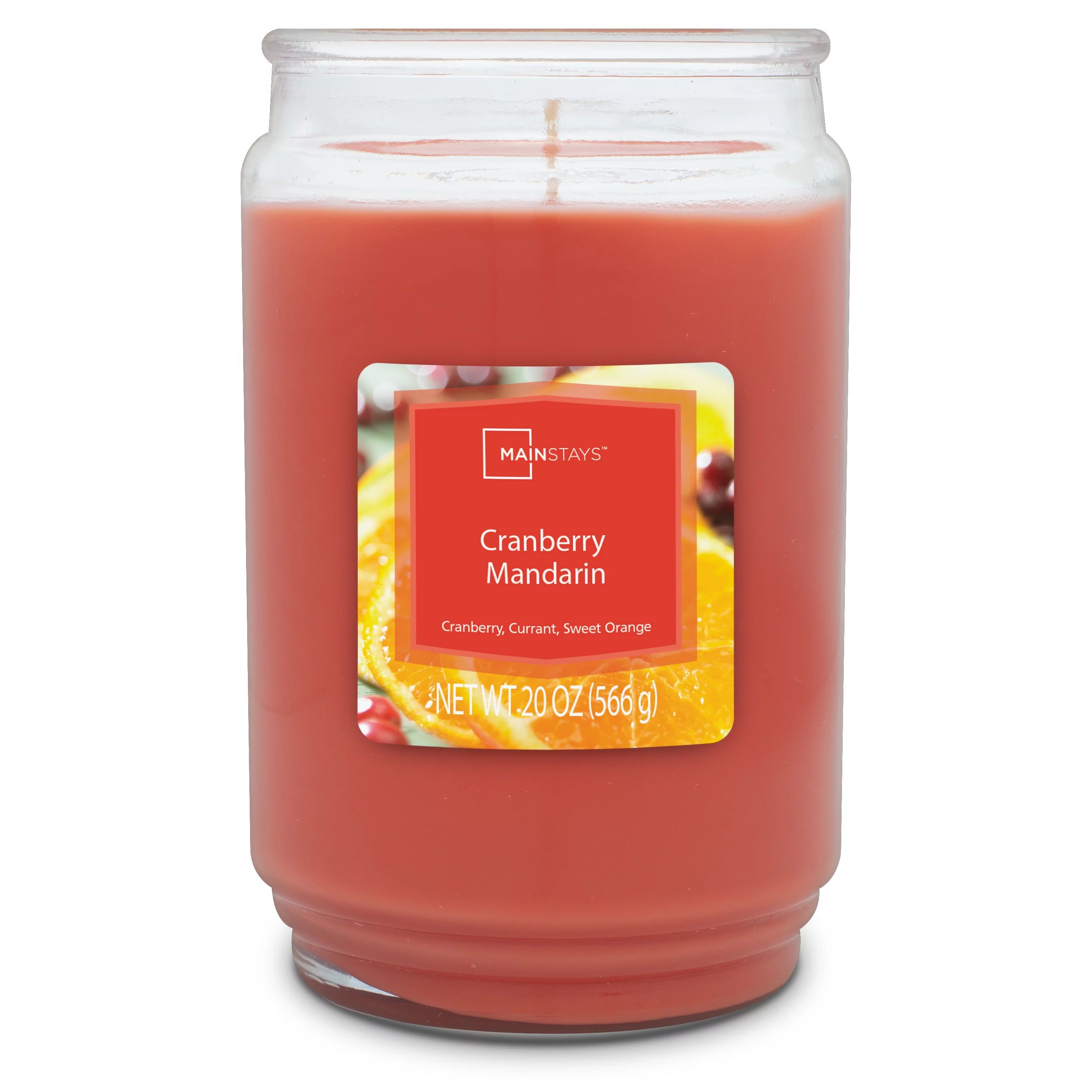 Mainstays Cranberry Mandarin Single Wick Candle, 20 Oz | Walmart (US)