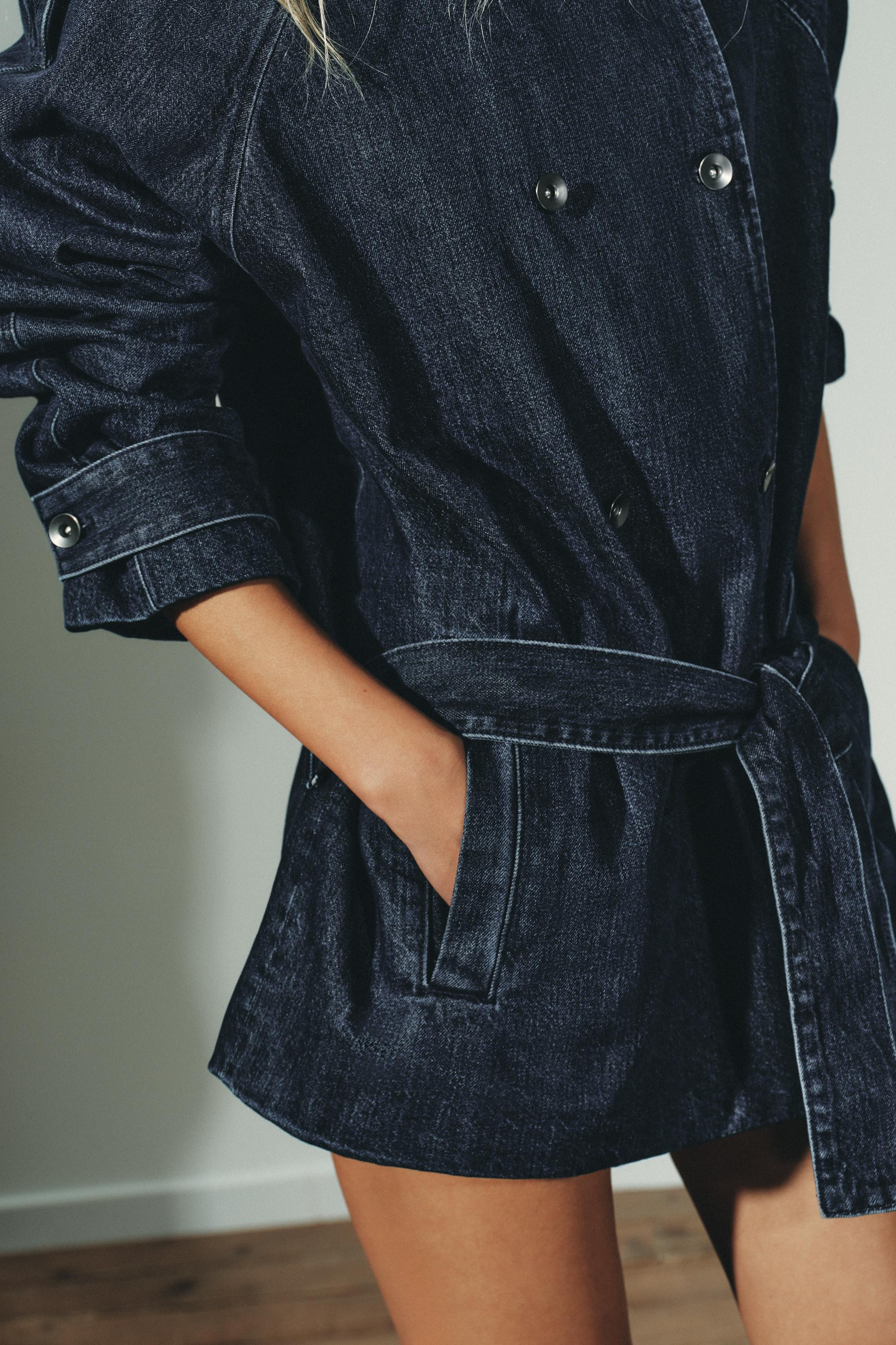 TRF BELTED DENIM MIDI TRENCH COAT | Zara US