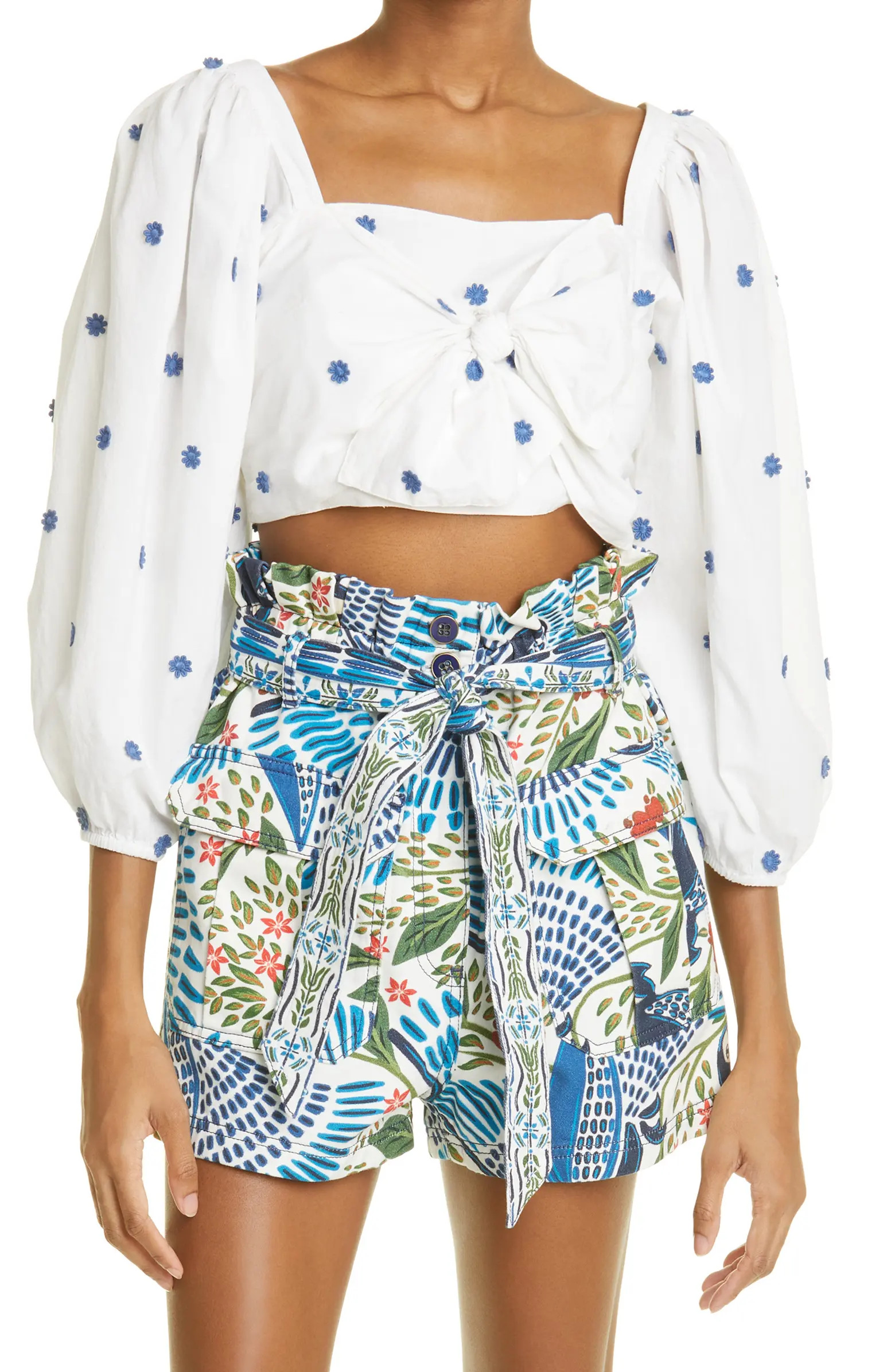 FARM Rio Embroidered Floral Crop Top | Nordstrom | Nordstrom