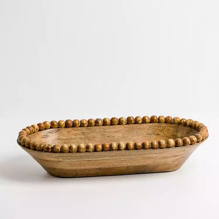 New! Natural Beaded Wood Dough Bowl | Kirkland's Home