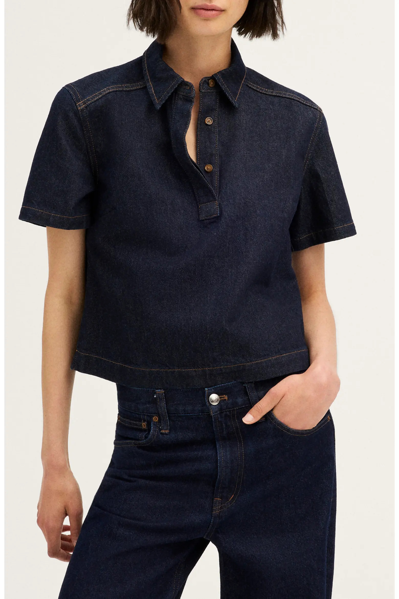 Madewell Boxy Denim Polo (Women) | Nordstrom | Nordstrom