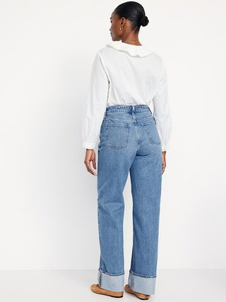 Curvy Extra High-Waisted Cuffed Wide-Leg Jeans | Old Navy (US)