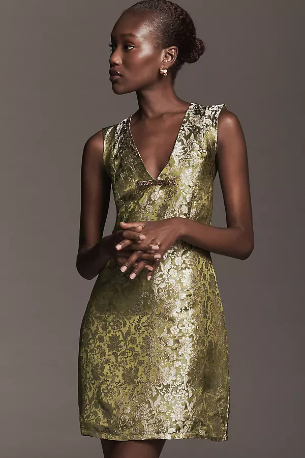 Sleeveless Brocade Shift Mini Dress | Anthropologie (US)