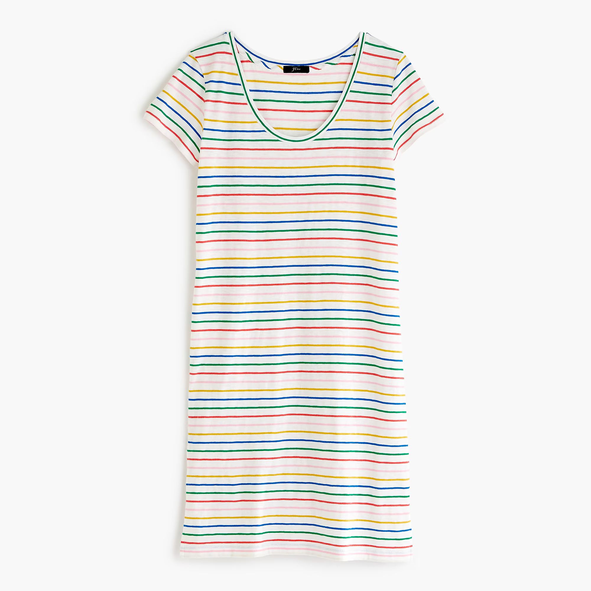 Scoopneck T-shirt dress in rainbow stripe | J.Crew US