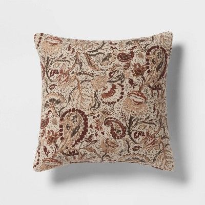 18"x18" Traditional Paisley Square Decorative Pillow Beige/Brown - Threshold™ | Target