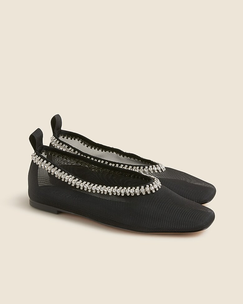 Quinn rhinestone-embellished ballet flats in mesh | J. Crew US