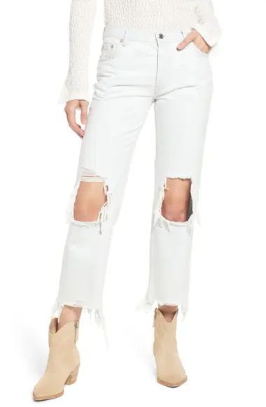 Free People Maggie Ripped Ankle Straight Leg Jeans | Nordstrom