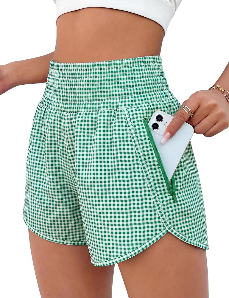 BMJL 2.5" Women Athletic Shorts High Waisted Short with Pocket(GreePla,L | Amazon (US)