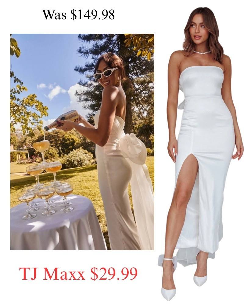 This strapless bow gown is only $29.99! This would be perfect for brides or photo shoots, party, dressy, special.

#LTKSaleAlert #LTKootd #LTKWedding