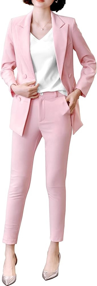 LISUEYNE Women’s Two Pieces Blazer Office Lady Suit Set Work Blazer Jacket and Pant | Amazon (US)