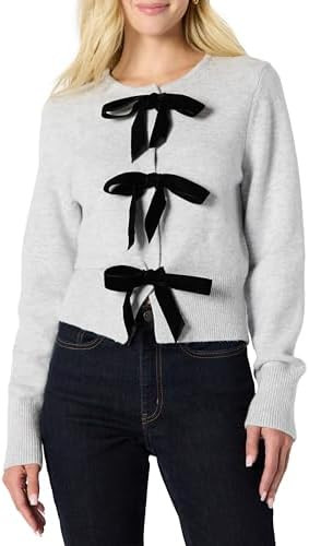 Amazon Essentials (Demi's Pick) Women's Regular-Fit Long-Sleeve Tie Front Cardigan with Bows | Amazon (US)