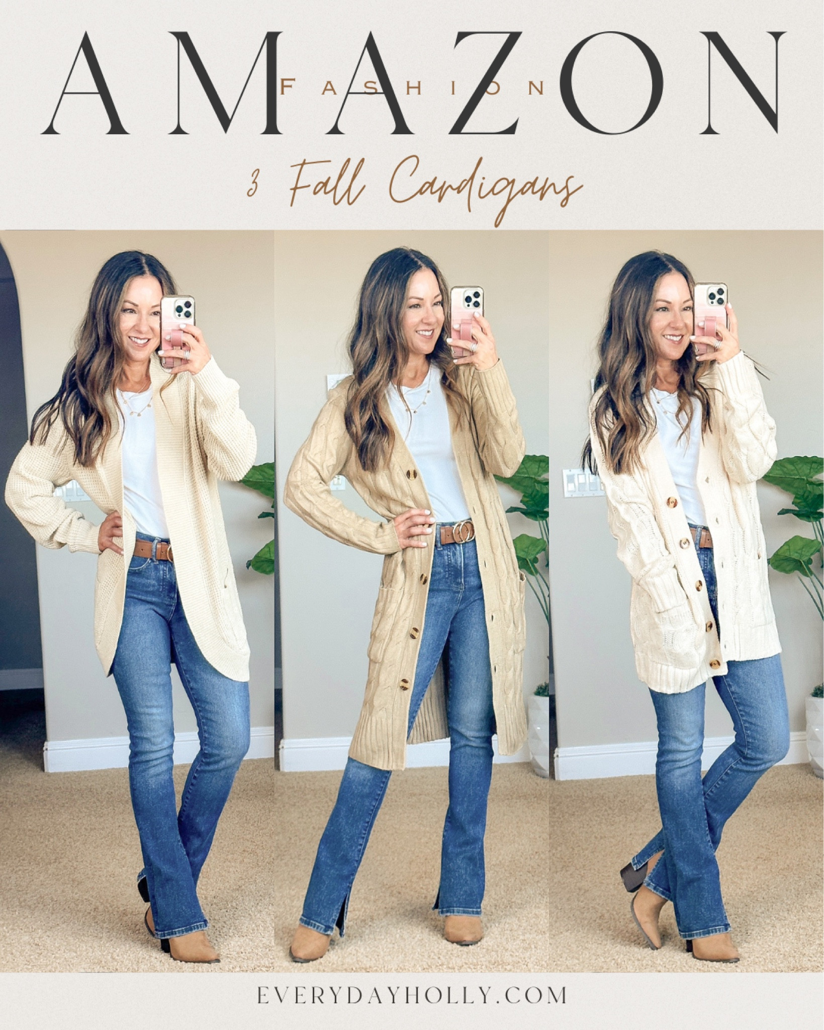💥Sale Alert
Cardigan 1 - save 25% code 25HV2GMW + it currently has a 20% clickable coupon. Click on size to populate coupon. 
Cardigan 3 - save 30% code: 30GT7ES2
40% off T-shirt bodysuit 
: I’m 5’1”, 110lbs All cardigans size small Cardigan 1 Apricot Cardigan 2 khaki Cardigan 3 beige Jeans 0 short Bodysuit small Belt comes in a 2 pack Linking similar boots


#LTKover40 #LTKfindsunder50 #LTKstyletip