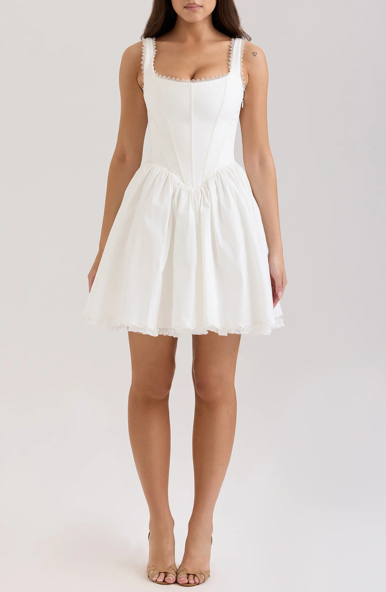Letitia Lace Trim Stretch Cotton Corset Cocktail Minidress | Nordstrom
