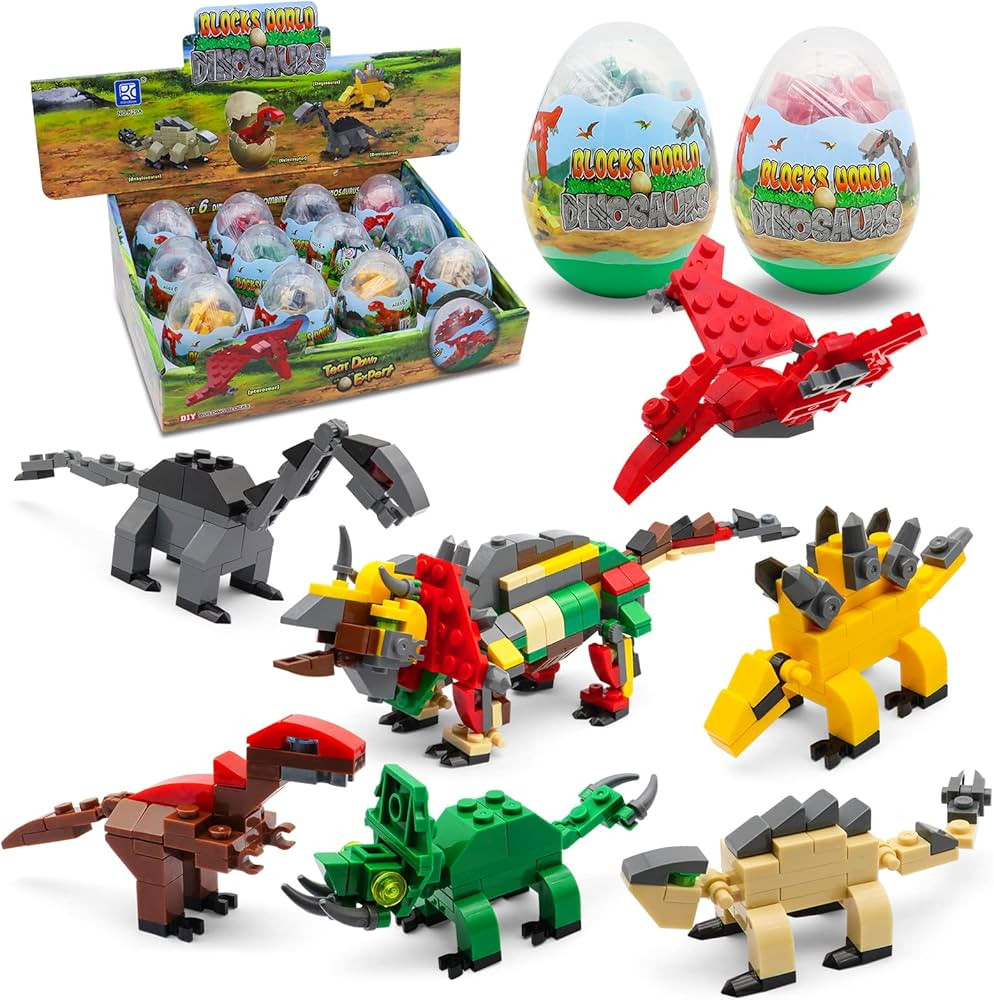 12pcs Dinosaur Eggs with Dinosaurs Building Blocks, Egg Surprise Toys for Easter Basket Stuffers,... | Amazon (US)