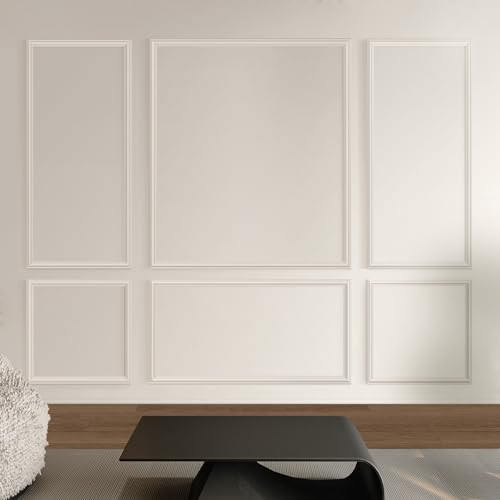 Pre-Cut Peel and Stick Wall Molding Kit Wainscoting Trim- Self Adhesive Premade Accent Panel Chair Rail for Interior Moulding Home Decor Accent Wall Set of 6 pcs - 3 Top 3 Bottom, Ready to Assemble | Amazon (US)