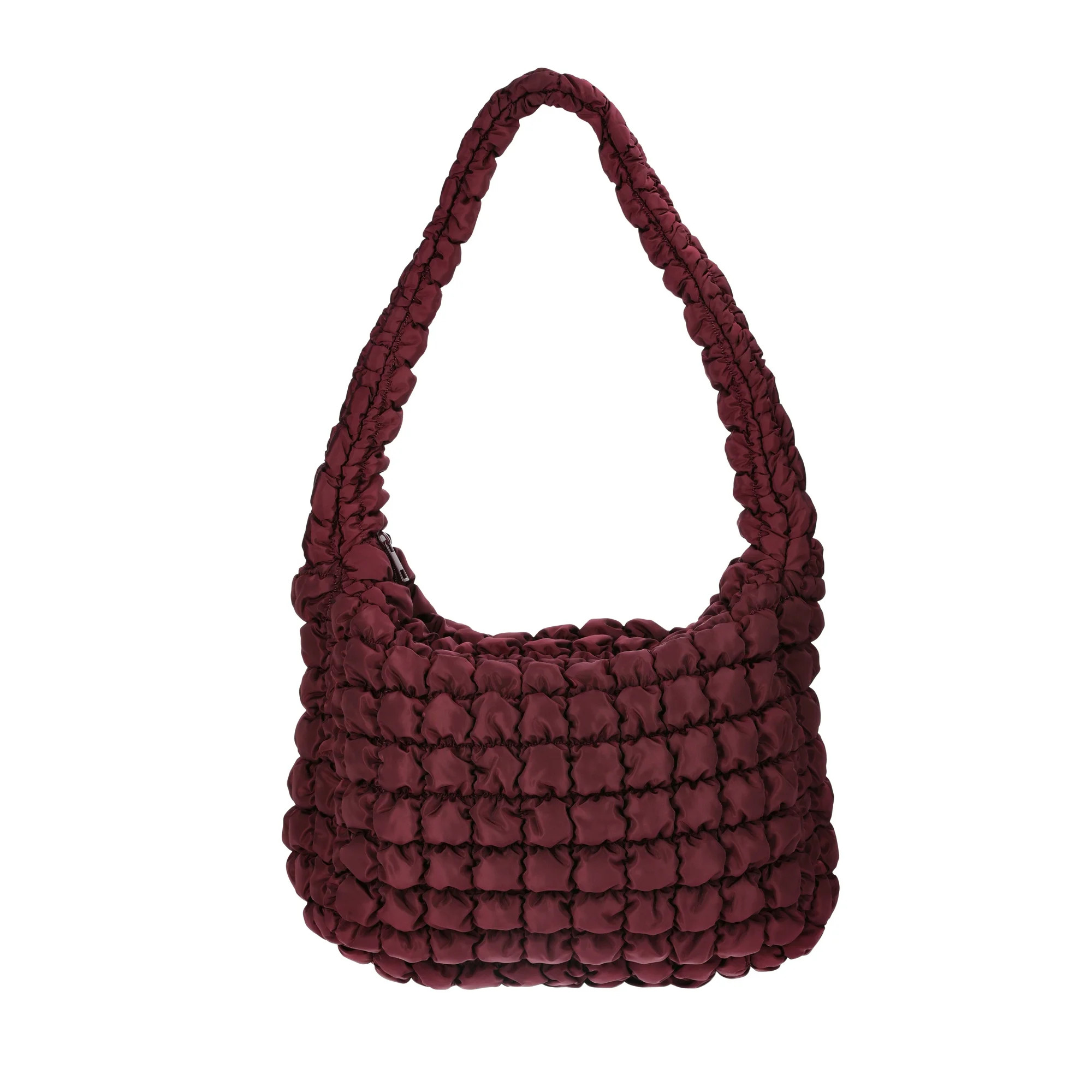 No Boundaries Women's Oversized Quilted Hobo Bag, Wine Fusion | Walmart (US)