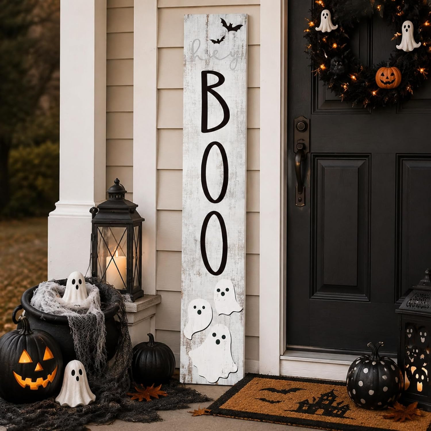 Halloween Boo Porch Sign 47" Halloween Wooden Welcome Sign | Amazon (US)