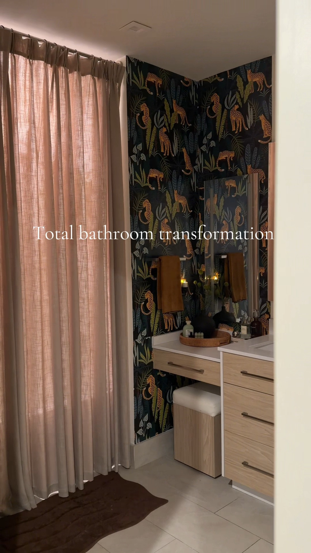 Bathroom glow-up ✨ It’s wild what wallpaper can do to a space. I took this bathroom from simple to warm, moody + layered, and the wallpaper completely changed the room. 🤎

I linked the wallpaper + all the little details that brought the space together on my LTK!

#BathroomMakeover #BathroomInspo #WallpaperInspo #BeforeAndAfter #HomeDecor #EarthtoneHome #MoodyInteriors #LTKHome #roomtransformation #wallpaper #peelandstick

#LTKHome #LTKKids #LTKvlog
