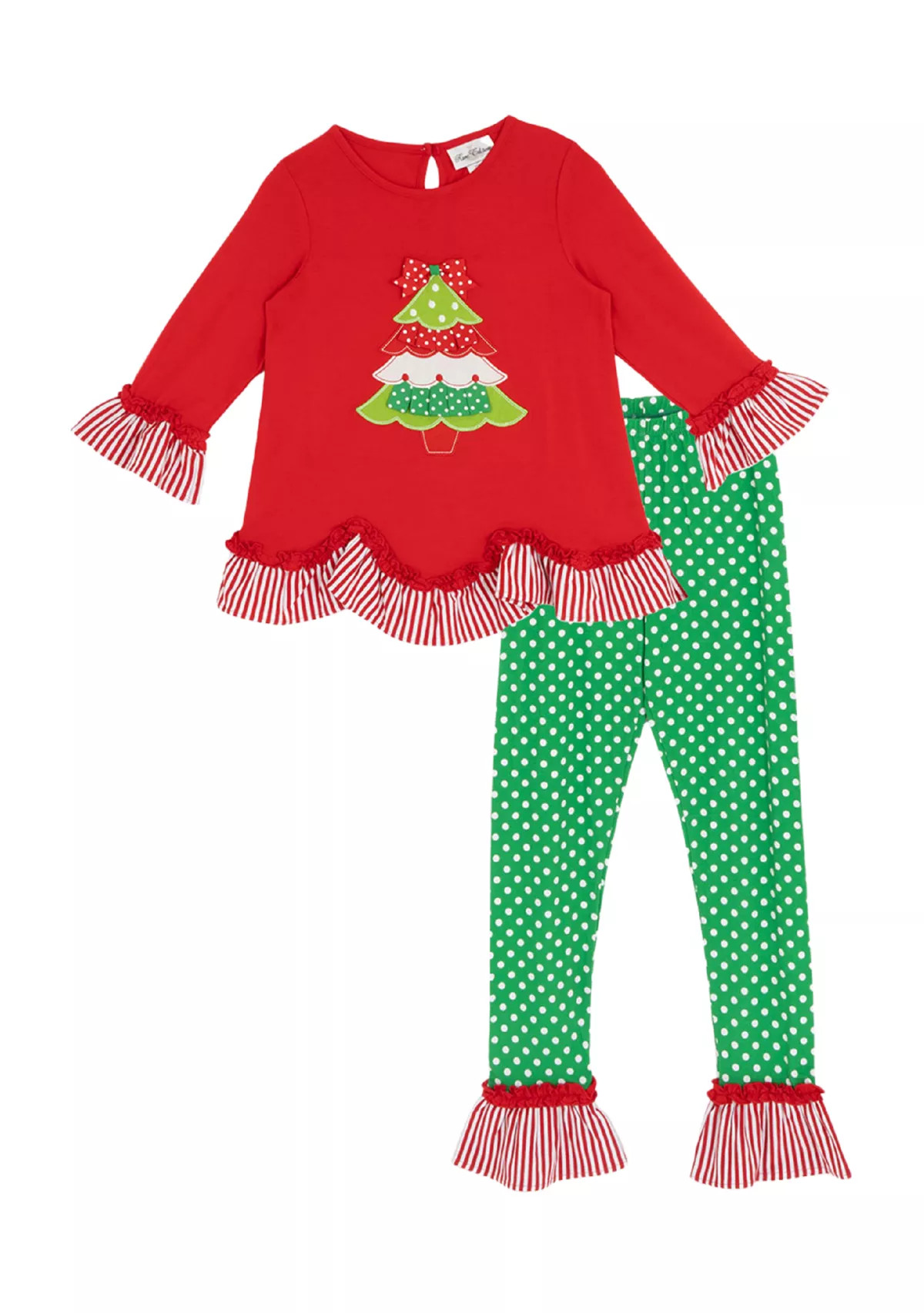 Girls 7-16 Tree Graphic Bell Sleeve Top and Dot Legging Set | Belk