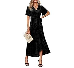 BerryGo Women's Velvet Floral Pattern Semi Formal Wrap Dress Ruffle Maternity Prom Winter Maxi Dr... | Amazon (US)