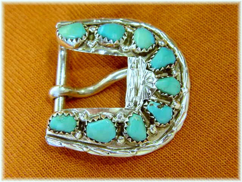Sleeping Beauty Turquoise Sterling Silver Small Belt Buckle - Etsy | Etsy (US)